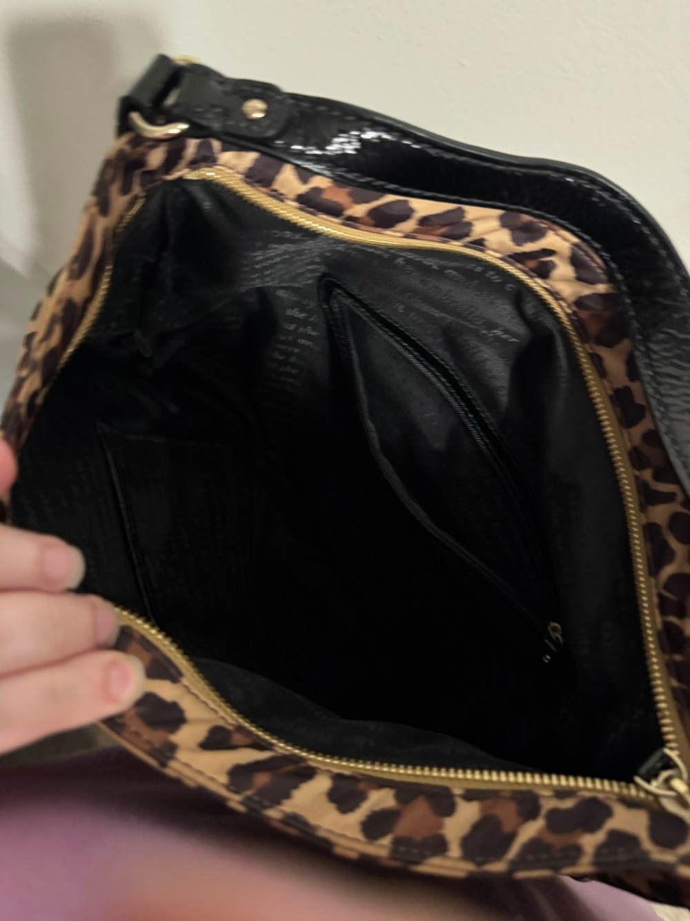 Kate Spade Leopard Print Hobo Shoulder Bag - Black Trim - Picture 4 of 6